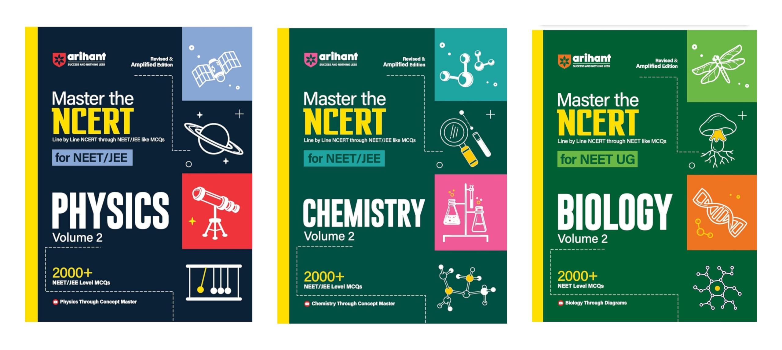 Master The NCERT (Physics + Chemistry + Biology ) Volume 2 For NEET JEE Objective Types & MCQ's (3-BOOK SET) 2024-2025 Arihabt Publication