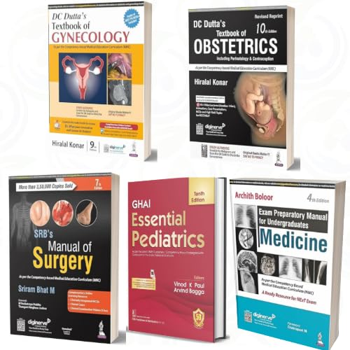 MBBS Final Year Textbook SRB’s Manual of Surgery + GHAI Paediatrics + Archith Boloor Medicine + DC Dutta’s Obstetrics & Gynaecology (Set Of 5 Book)