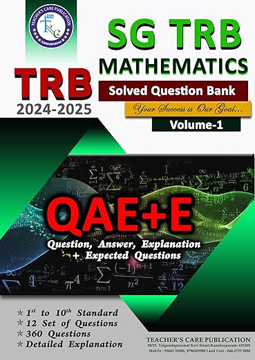 TRB Secondary Grade Teachers (SGT) Mathematics Solved Papers (2 Books - Vol 1 & Vol 2) in Tamil Medium Latest Edition 2024