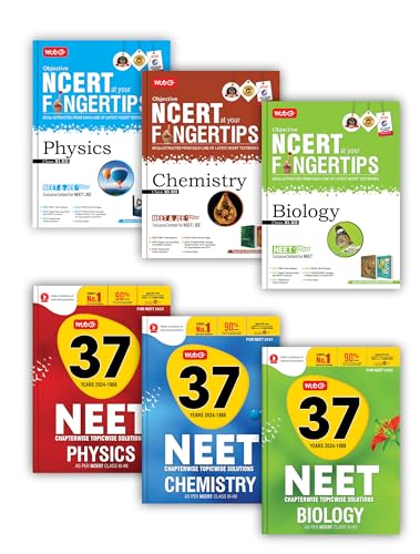 MTG Objective NCERT at Your FINGERTIPS & 37 Years NEET Previous Year Solved Question Papers With Chapterwise Topicwise Solutions Physics, Chemistry & Biology | NEET PYQ Book For 2025 Exam (Set of 6)