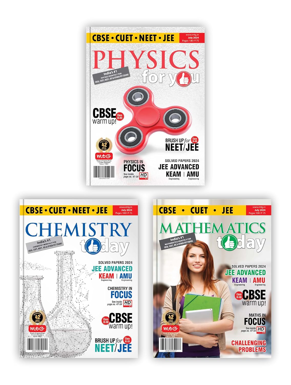 MTG Monthly Magazines Of July 2024 - Physics For You, Chemistry Today, Mathematics Today For JEE Exam 2024