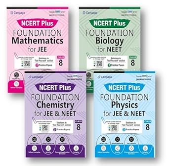 Cengage NCERT Plus Foundation Class 8TH (4-Book Set ) Physics + Chemistry +Mathematics + Biology